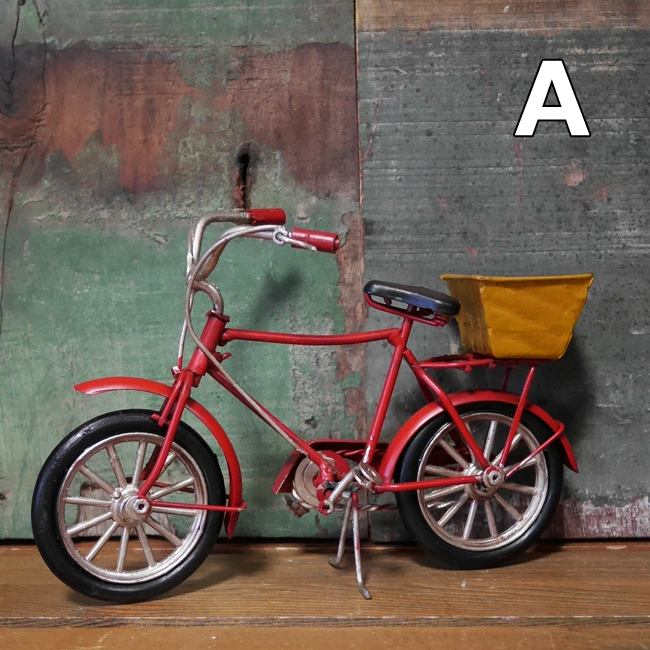ブリキのおもちゃ バスケット 自転車 グッドオールド ブリキ製自転車　アメリカン雑貨画像