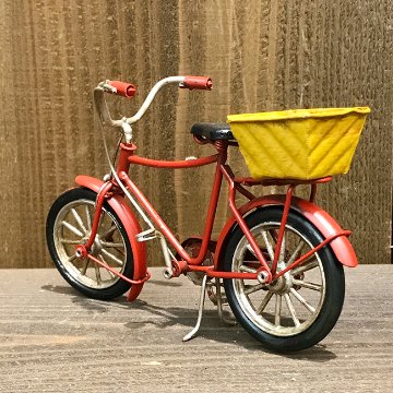 ブリキのおもちゃ バスケット 自転車 グッドオールド ブリキ製自転車　アメリカン雑貨画像