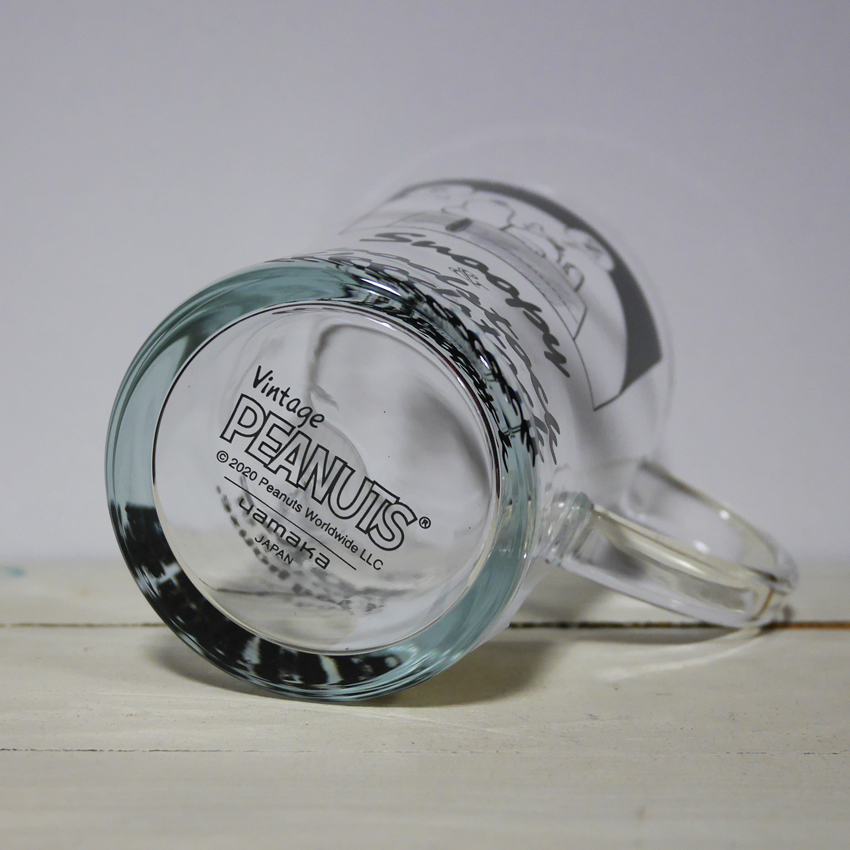 スヌーピー ウッドストック 耐熱マグ  ガラス製　アメリカン雑貨　画像