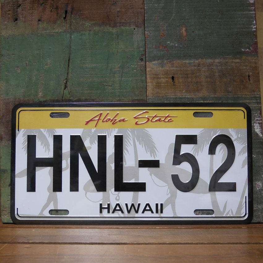 ハワイアン ナンバープレート アロハ インテリア CMプレート ブリキ看板　アメリカン雑貨の画像