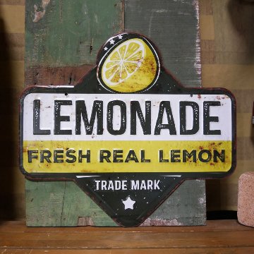 アンティーク エンボスプレート  Lemon レモネード  インテリア ブリキ看板 アメリカン雑貨画像
