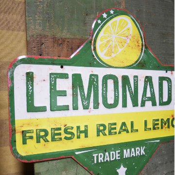 アンティーク エンボスプレート  Lemon レモネード  インテリア ブリキ看板 アメリカン雑貨の画像