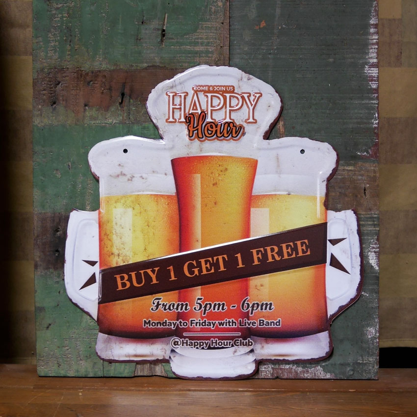 ビア ビール BUY 1 GET 1 FREE  エンボス看板 ティンサイン　アメリカン雑貨画像