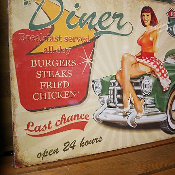 Diner66 ウッドボード ルート66 木製看板  ウォールプレート　アメリカン雑貨画像