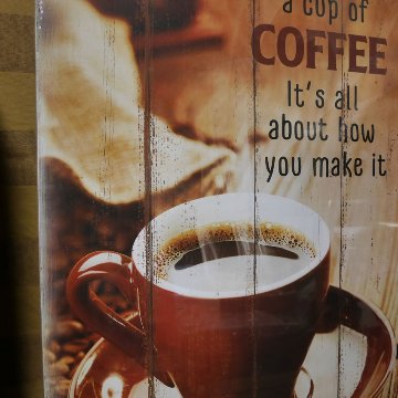 ウッドボード コーヒー インテリア 木製看板 A Cup of COFFEE 木製看板　アメリカン雑貨画像