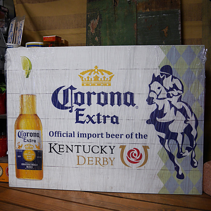 コロナ エクストラ ケンタッキーダービー インテリア 木製看板 Corona extra kentucky derby画像