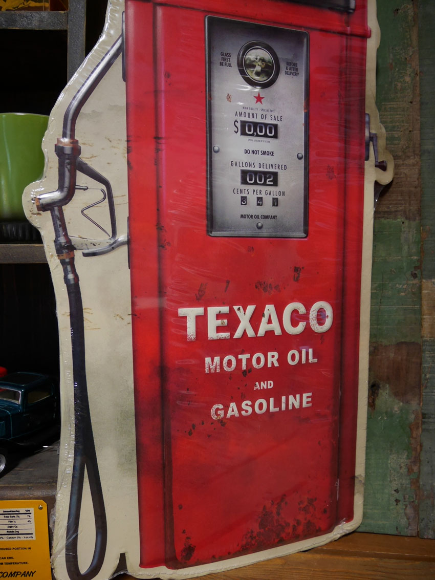 TEXACO GAS PUMP テキサコオイル ガスポンプ　オイルメーカー　ブリキ看板 アメリカン雑貨画像