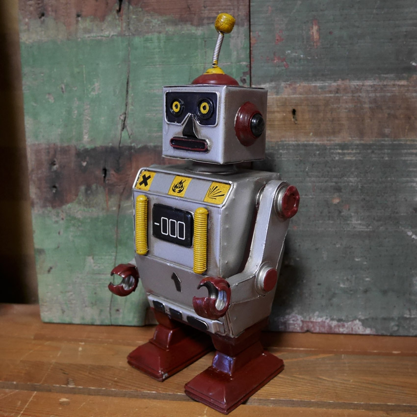 ブリキ製ロボット：ブリキのおもちゃ