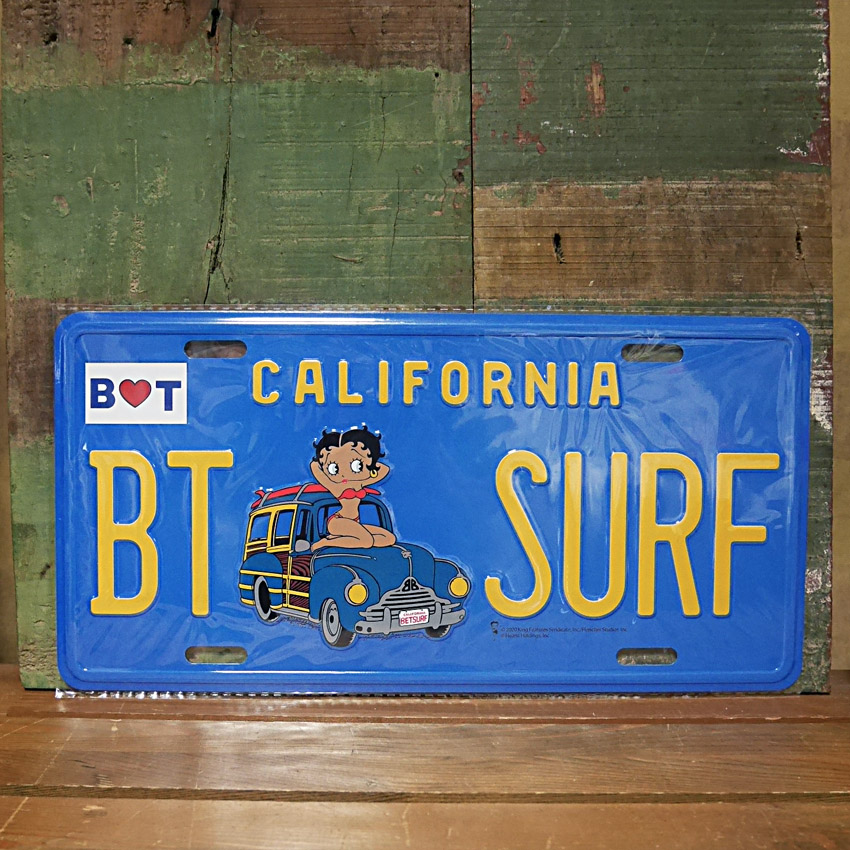 ベティブープ SURF コマーシャルプレート Betty Boop  アルミサインプレート　アメリカン雑貨の画像