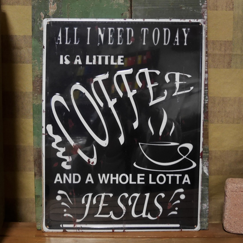 エンボスフードサイン　COFFEEブリキ看板　コーヒー　ティンサイン　アメリカン雑貨画像