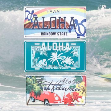 ハワイアン ナンバープレート ALOHA インテリア CMプレート ブリキ看板　アメリカン雑貨画像