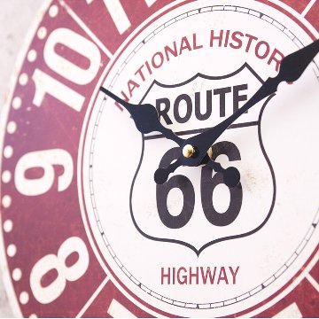 ルート66 アンティークMDFクロック 掛時計 ROUTE66 National Historic Highway アメリカン雑貨画像