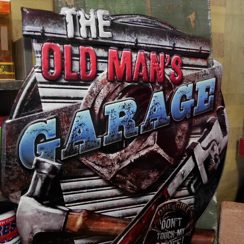 アンティーク メタルプレート  OLD MAN'S GARAGE  ティンプレート　アメリカン雑貨画像