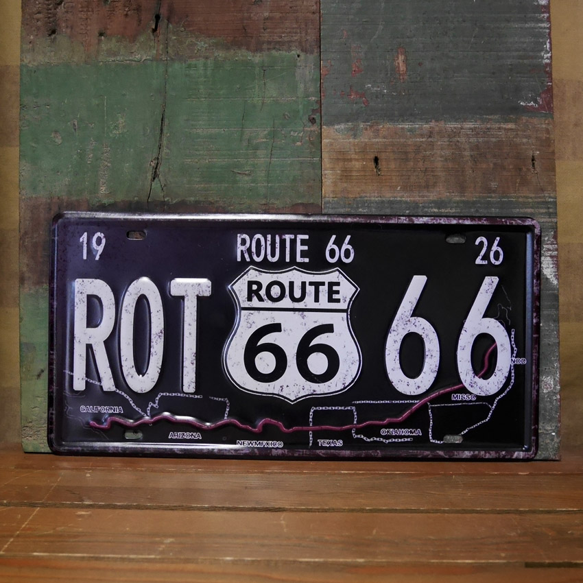 ルート66 アンティークエンボスプレート ROUTE66 Sign Map  ライセンスプレート　アメリカン雑貨画像