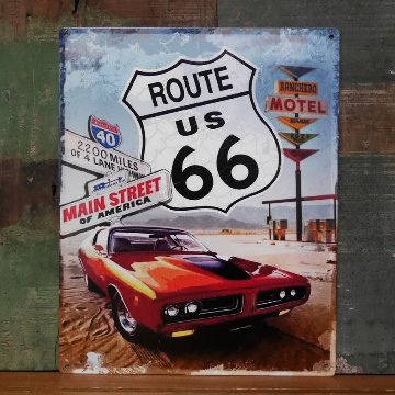 ルート66 アンティークエンボスプレート ROUTE66  MAIN STREET　アメリカン雑貨画像