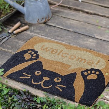 クロネコ Coir mat コイヤーマット ウェルカム 玄関マット   の画像