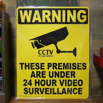 プラスチック サインプボード 24HOUR VIDEO SURVEILLANCE 看板 インテリア 監視カメラ アメリカン雑貨画像