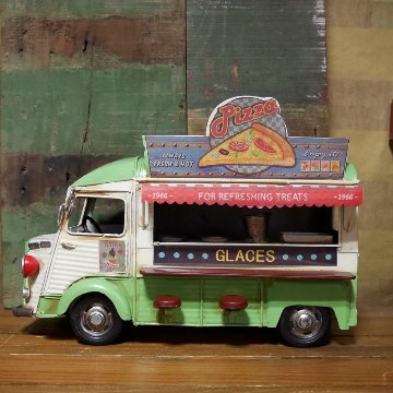 ヴィンテージカー PIZZA Shop  キッチンカー ピザショップ　ブリキのおもちゃ アメリカン雑貨画像