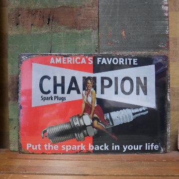 アメリカンサインボード チャンピオン　ガレージインテリア ブリキ看板  アメリカン雑貨画像