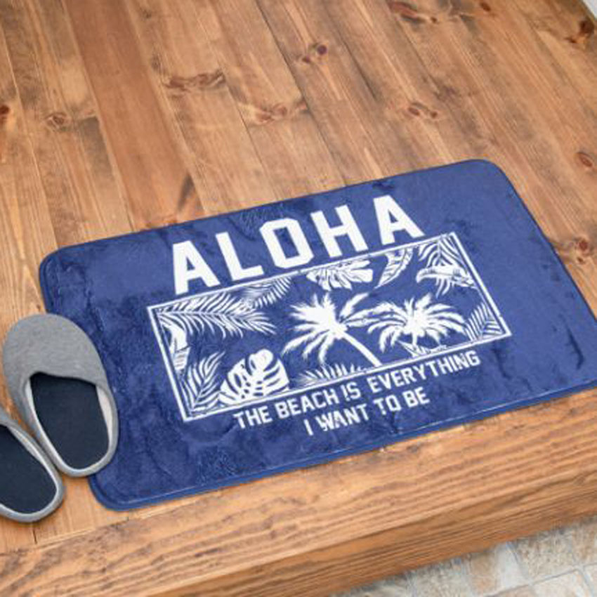 ハワイアン コクアフロアマット ALOHA　インテリアマット　玄関マット　バスマット　アメリカン雑貨画像