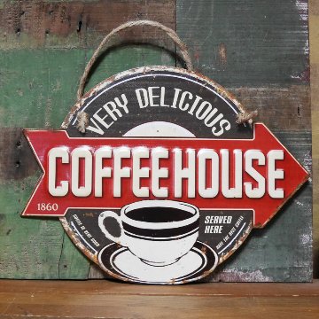 エンボスフードサイン コーヒーブリキ看板　COFFEEティンサイン　アメリカン雑貨画像