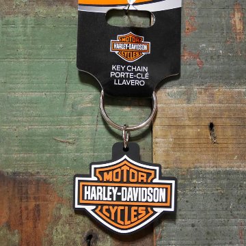 ハーレーダビッドソン ラバー キーチェーン Harley-Davidson PVC キーホルダー H-D B&S LOGO画像