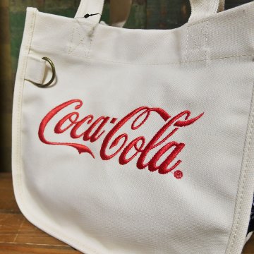 コカ コーラ ミニトートバッグ Coca-Cola 刺繍ロゴ 帆布 ランチトートバッグ　アメリカン雑貨画像