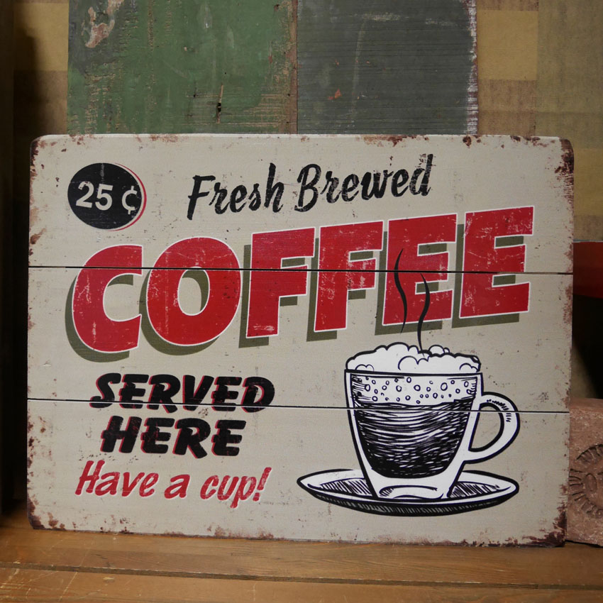 アメリカン ウッドサインボード COFFEE 木製看板 コーヒー　アメリカン雑貨画像