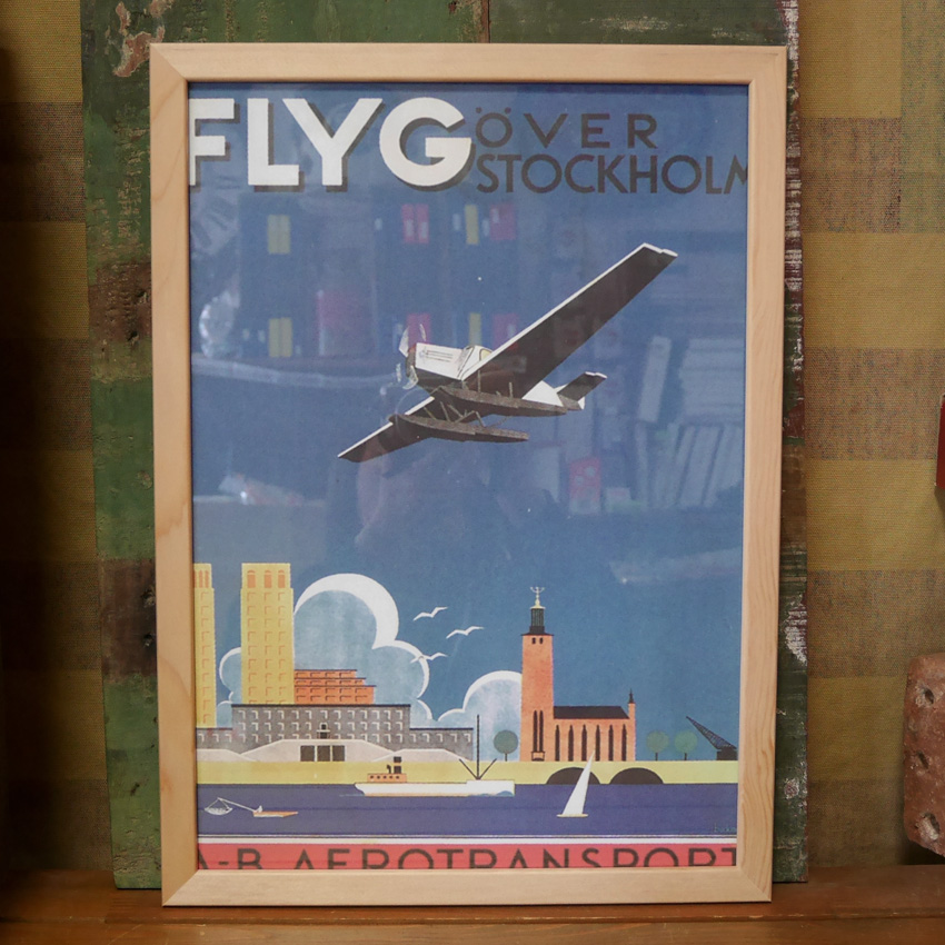 インテリアピクチャー ポスター アートフレーム OLDTIME TRAVELPOSTER 　インテリア額　アメリカン雑貨の画像