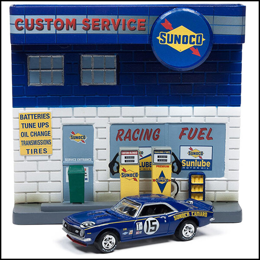 ジョニーライトニング ミニチュア SUNOCO ステーション JOHNNY LIGHTNING 1/64 ミニカー アメリカン雑貨の画像