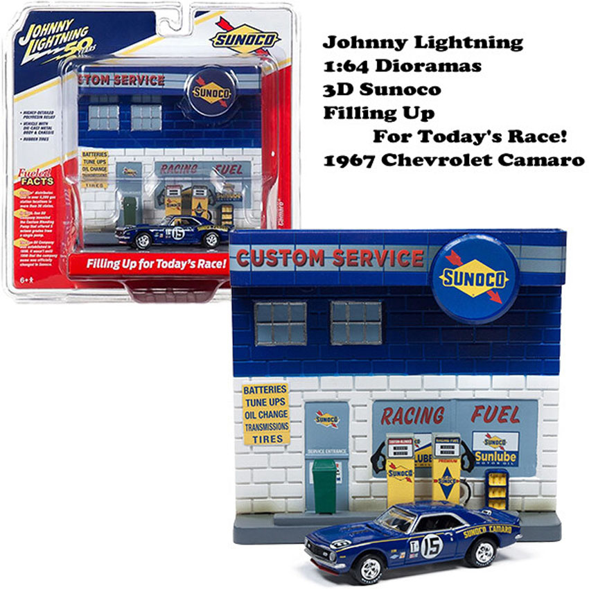 ジョニーライトニング ミニチュア SUNOCO ステーション JOHNNY LIGHTNING 1/64 ミニカー アメリカン雑貨画像