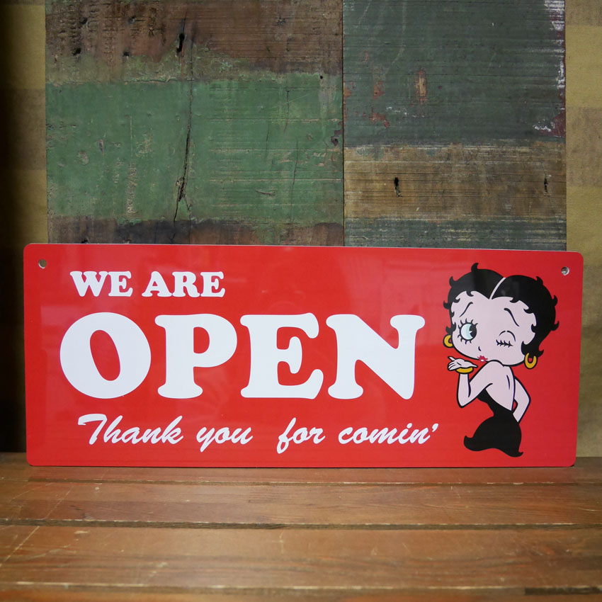 プラスチック サインベティ・ブープ OPNE CLOSE リバーシブル サインプレート BETTY BOOP アメリカン雑貨の画像