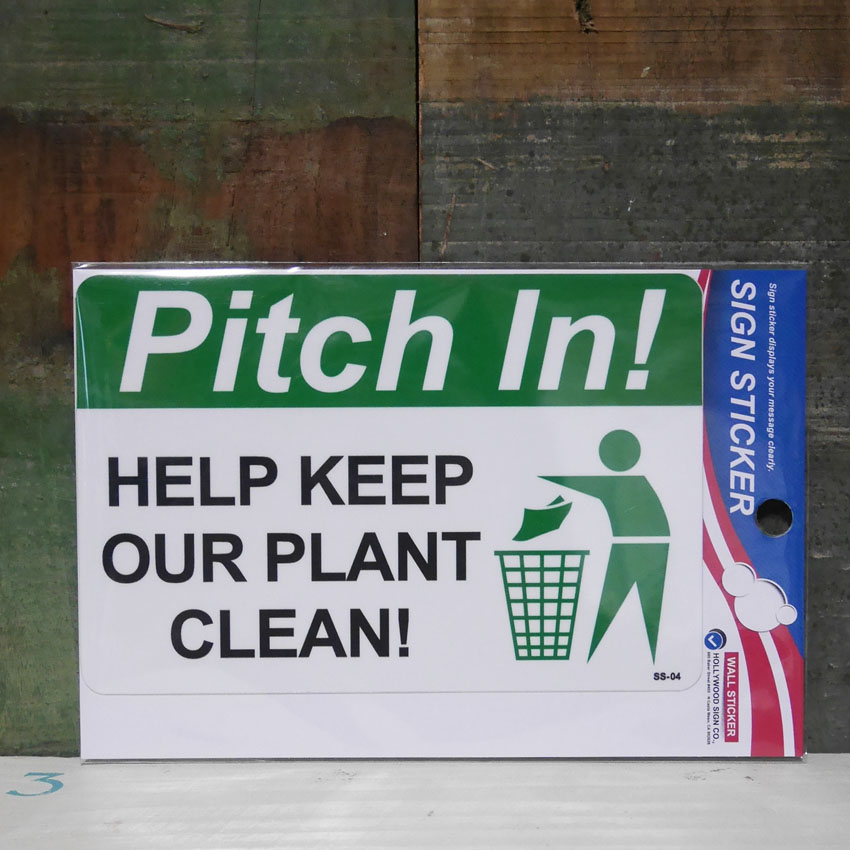Pitch In ゴミはゴミ箱へ  ウォールサイン ステッカー シール 　アメリカン雑貨画像