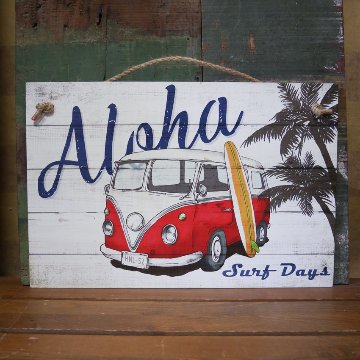ハワイアン マカナサインボード インテリア ALOHA BUS 木製看板 ウッドサイン　アメリカン雑貨画像