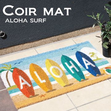 ハワイアン Coir mat　サーフボート コイヤーマット ウェルカム 玄関マット アメリカン雑貨画像