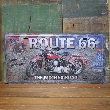 ルート66 アンティークエンボスプレート ROUTE66 THE MOTHER ROAD モーター系アメリカン雑貨画像