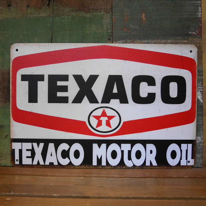 アメリカンサインボード テキサコオイル インテリア A4サイズ ブリキ看板  アメリカン雑貨の画像