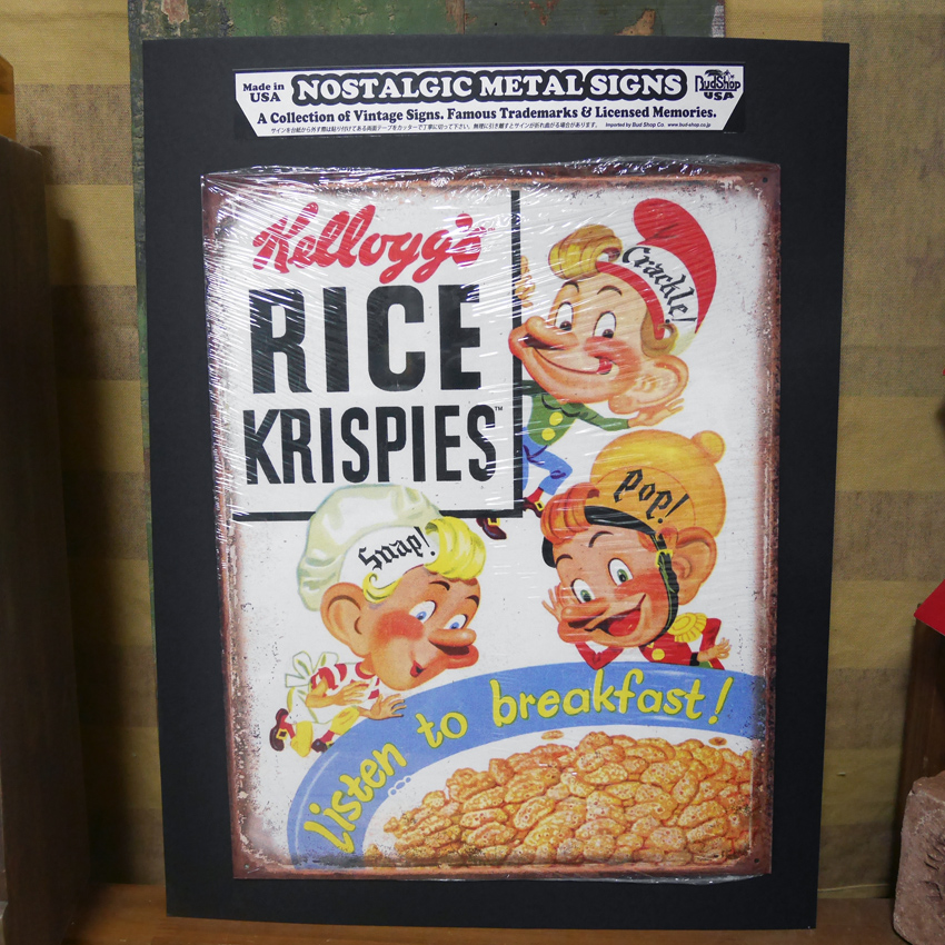 ケロッグ ティンサイン KELLOGGS Rice Krispies ブリキ看板 アメリカン雑貨画像