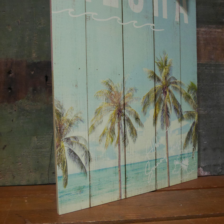 ハワイアン マカナサインボード  ALOHAパームツリー  木製看板 ウッドサイン　アメリカン雑貨画像