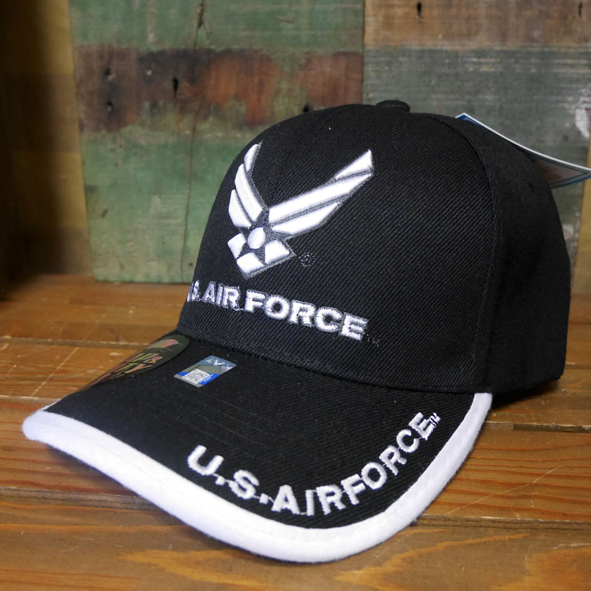 エアフォース ミリタリー キャップ ソリッド ブラック AIR FORCE 帽子 アメカジ　アメリカン雑貨画像