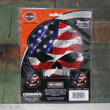 ハーレーダビッドソン ハーレースカル 星条旗 Patriot Skull  ステッカー　アメリカン雑貨画像