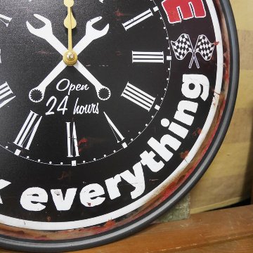 ガレージ 掛け時計 アンティークメタルクロック GARAGE  アメリカン雑貨画像