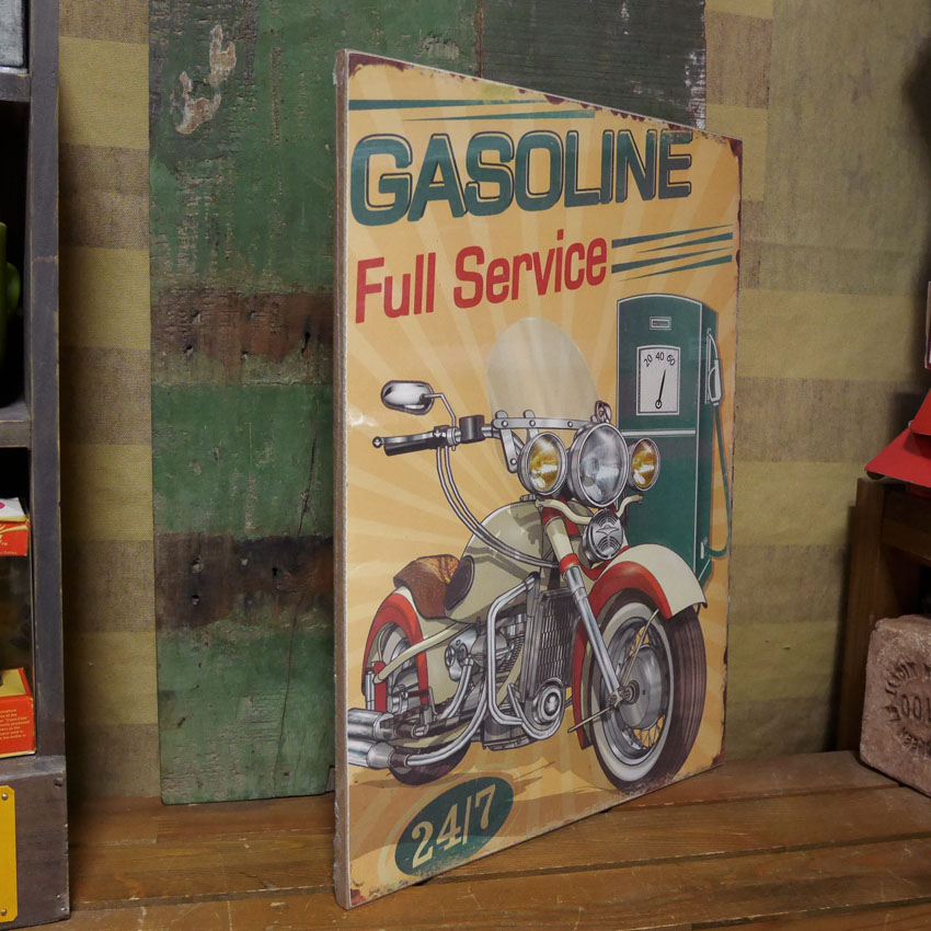 木製看板 GASOLINE Full Service ウッドボード ガソリン アメリカン雑貨画像