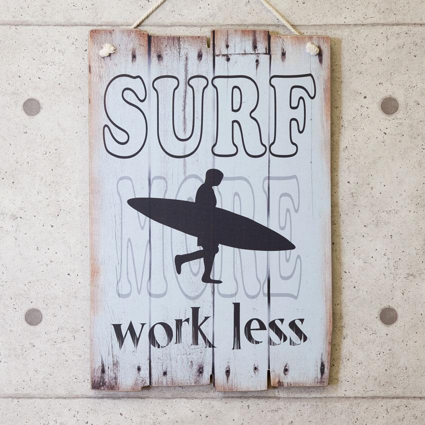 ウッドボード SURF MORE ハワイアン インテリア サーフィン  木製看板　アメリカン雑貨画像