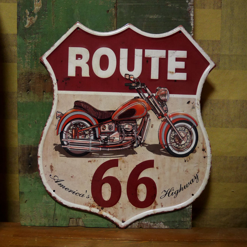 ルート66 アンティークエンボスプレート ROUTE66 America's Highway アメリカン雑貨画像