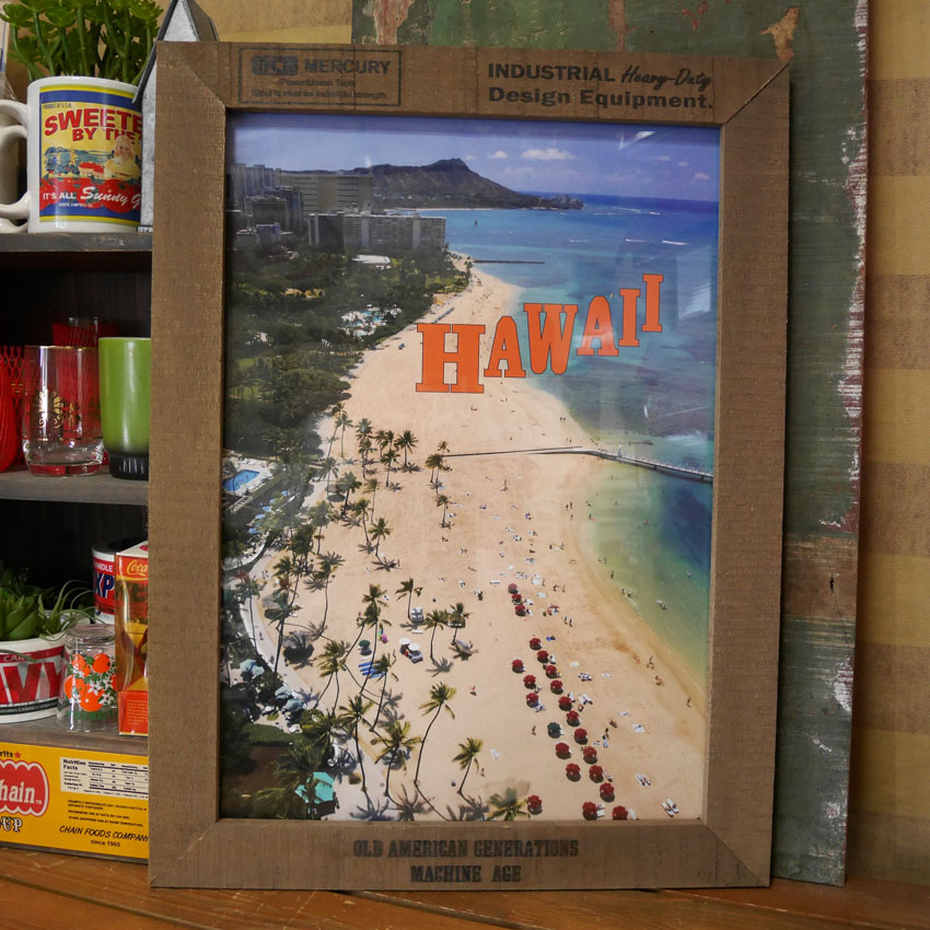 マーキュリー ポプラウッドフレーム インテリアピクチャー MERCURY ハワイアン カリフォルニア アメリカン雑貨　インテリア額　画像