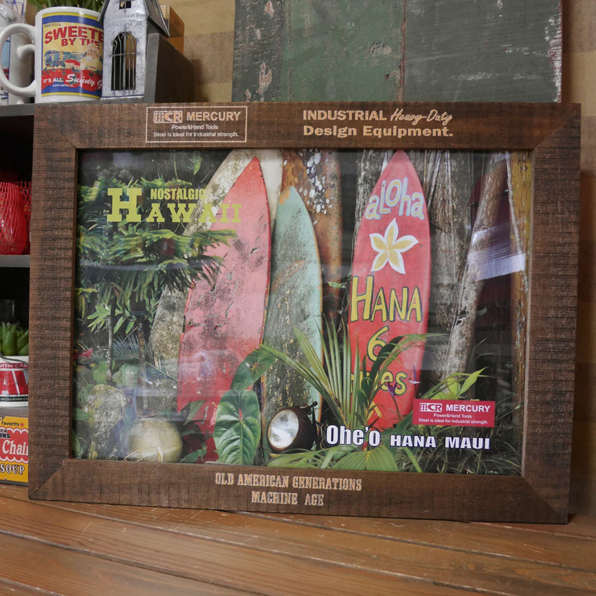 マーキュリー ポプラウッドフレーム インテリアピクチャー MERCURY ハワイアン カリフォルニア アメリカン雑貨インテリア額　の画像