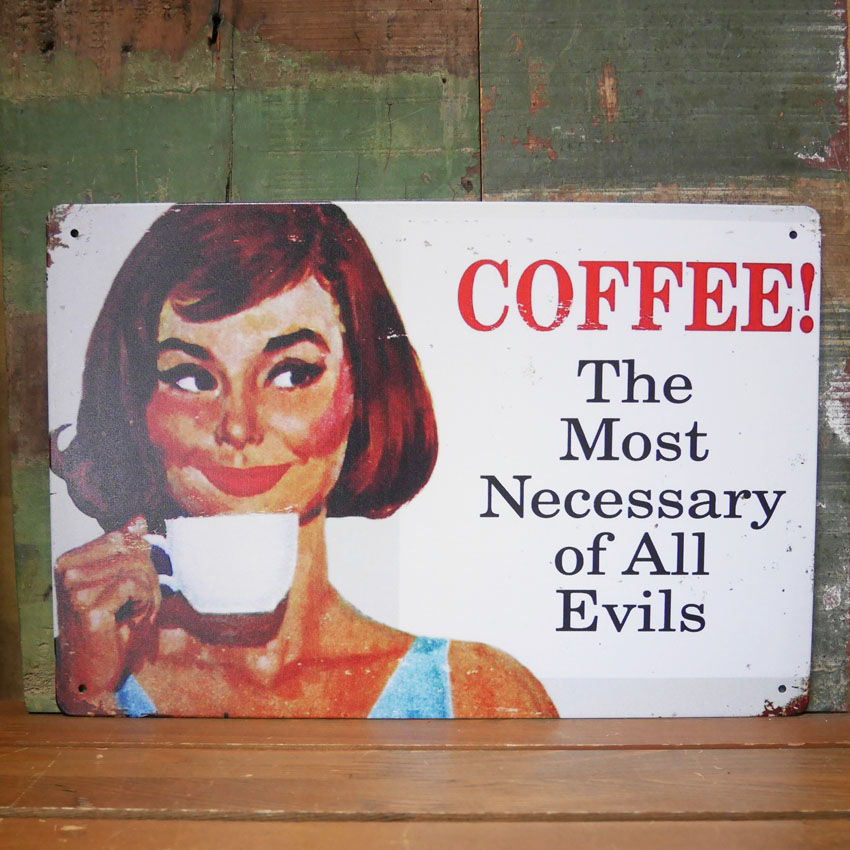 COFFEE アメリカンサインボード ビンテージ インテリア コーヒー看板  A4 ブリキ看板の画像