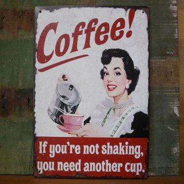 COFFEE アメリカンサインボード ビンテージ インテリア コーヒー看板  A4 ブリキ看板画像