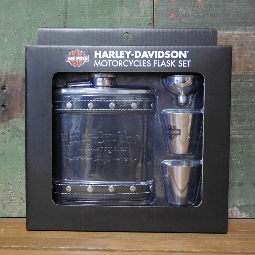 ハーレーダビッドソン フラスク ギフトセット HARLEY-DAVIDSON スキットル ウイスキーボトル アメリカン雑貨画像